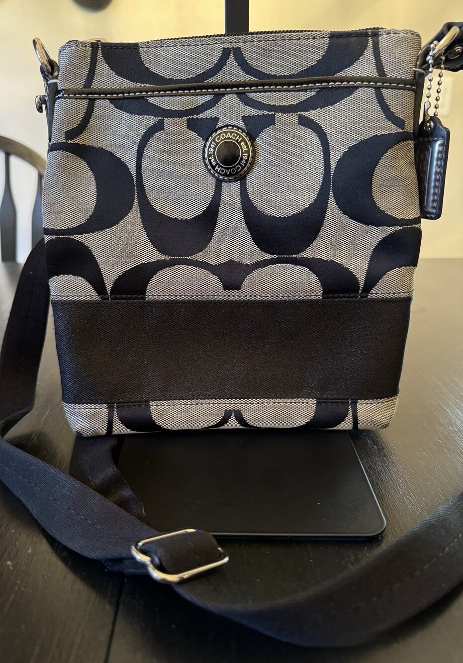 Coach Signature Stripe File Crossbody Bag